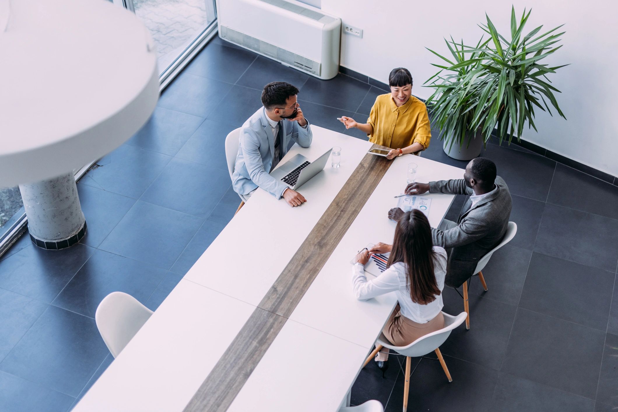 Business leadership team meeting in an office